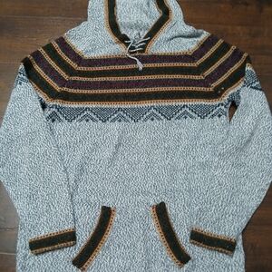 Beautiful Soft Sweater With Hood, Possibly Hand knit No Tags Fits Like A Large L
